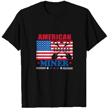 Discover American Coal Miner Patriotic USA Flag Underground Mining T-Shirts