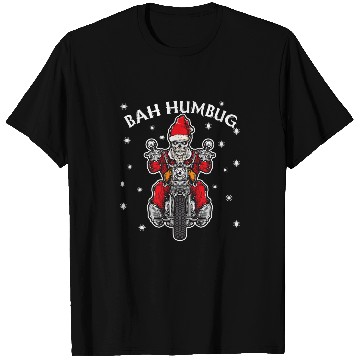 Discover Bah Humbug Skeletons Santa Riding A Motorcycle Gift T-Shirts