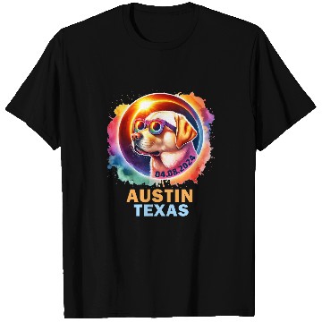 Discover Austin Texas Total Solar Eclipse 2024 Labrador Retriever Dog T-Shirts