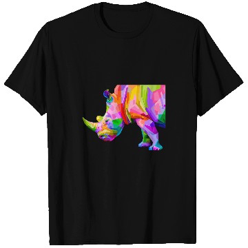 Discover Lacrosse Gift Colorful Rhinoceros Art Graphic T-Shirts