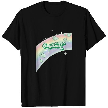 Discover I Love Softball Pastel Rainbow Stars Aesthetic Kelly Green T-Shirts