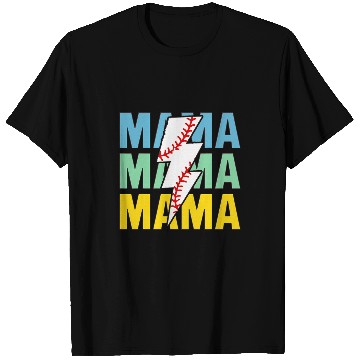 Discover Baseball Mama Distressed Lightning Bolt Mom T-Shirts