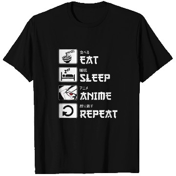 Discover Eat Sleep Anime Repeat Funny Art T-Shirts