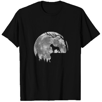 Discover Boston Terrier Moon Silhouette Funny Lazy Halloween Costume T-Shirts