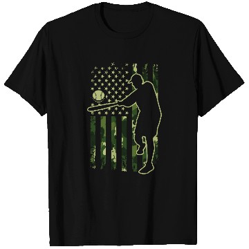 Discover Camouflage American Flag Camo Baseball Player Coachs Team 21 T-Shirts