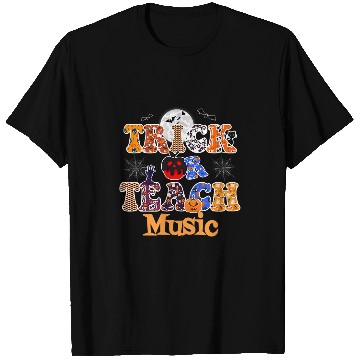 Discover Elementary Music Teacher Trick or Teach funny Halloween T-Shirts