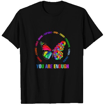 Discover Colorful You Are Enough Daisy Butterfly T-Shirts