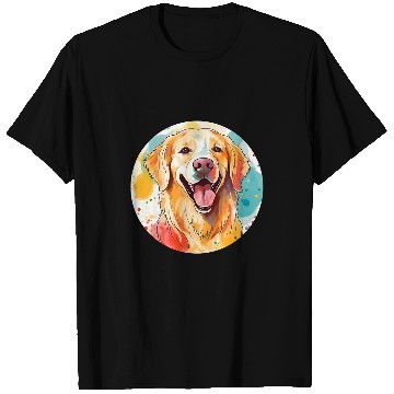 Discover Golden Retriever Colored Circle Style T-Shirts