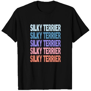 Discover Funny Modern Repeated Text Design Silky Terrier T-Shirts