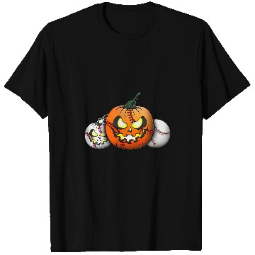 Discover Funny Baseball Player Horror Pumpkin Baseball Halloween T-Shirts