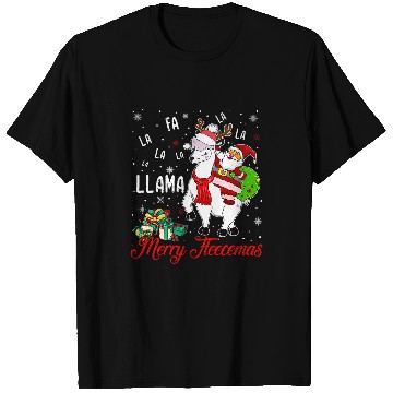 Discover Llama Lover Christmas Llama Santa fa la la llama night T-Shirts
