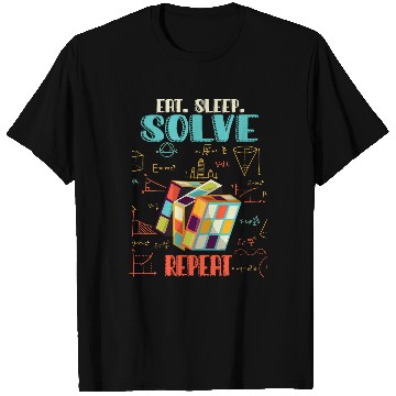 Discover Eat Sleep Solve Repeat Math Speed Cubing Genie Cube 214 T-Shirts