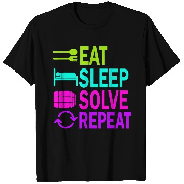Discover Eat Sleep Solve Repeat Math Speed Cubing Genie Cube 213 T-Shirts