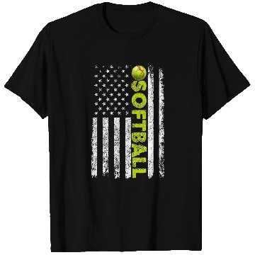 Discover Distressed SoftBall Team American Flag T-Shirts