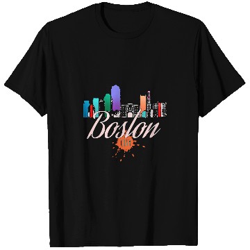 Discover Boston Skyline Colorful Art T-Shirts