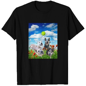 Discover Blue Red White Heeler Cattle Dogs Playing Ball T-Shirts