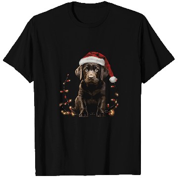 Discover Chocolate Labrador Dog Christmas Lights Santa Hat Xmas T-Shirts