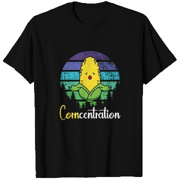 Discover Retro Distressed Corncentration Funny Lotus Yoga Corn Woman T-Shirts