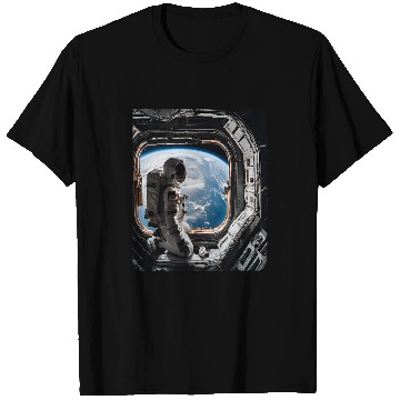 Discover Astronaut Earth Gaze Space Station T-Shirts