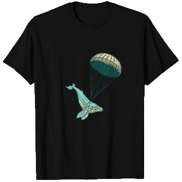 Discover Blue Whale Parachute Illustration T-Shirts