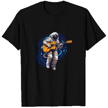 Discover Astronaut Floating In Space Playing An Acoustic Guitar 2 T-Shirts