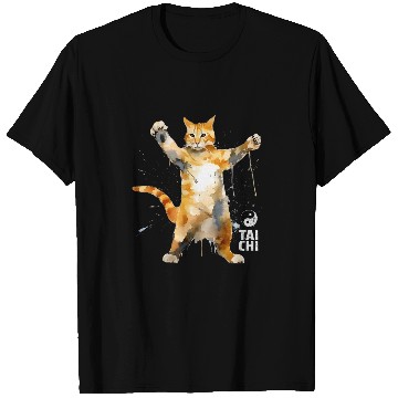Discover Funny Cat Tai Chi Pose Martial Arts Ying Yang Balance T-Shirts