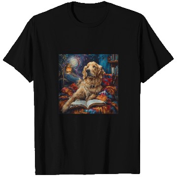 Discover Golden Retriever Dog Reading Book 1 T-Shirts