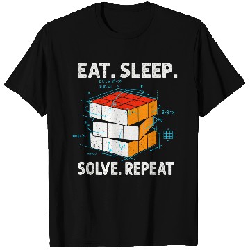 Discover Eat Sleep Solve Repeat Math Speed Cubing Genie Cube 219 T-Shirts