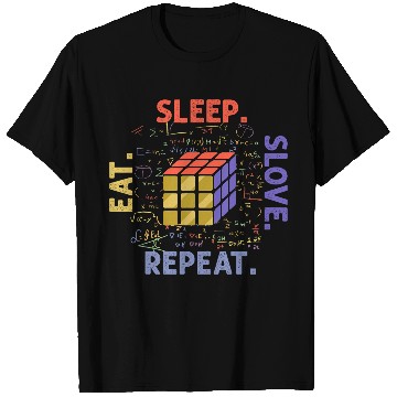 Discover Eat Sleep Solve Repeat Math Speed Cubing Genie Cube 215 T-Shirts