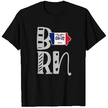 Discover Born Iowa in Art Block Letters T-Shirts