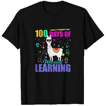 Discover 100 Days Of Magical Learning Llama Funny Teacher Student T-Shirts