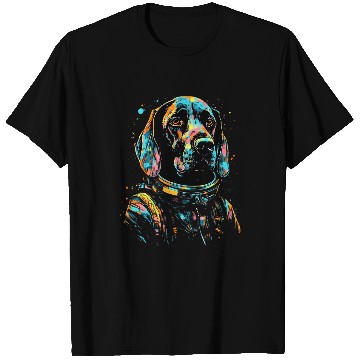 Discover German Shorthaired Pointer Astronaut Dog in Space Fun Black T-Shirts