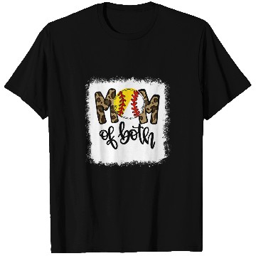 Discover Bleached Mom Of Both Leopard Baseball Mom Softball Mom 2 T-Shirts