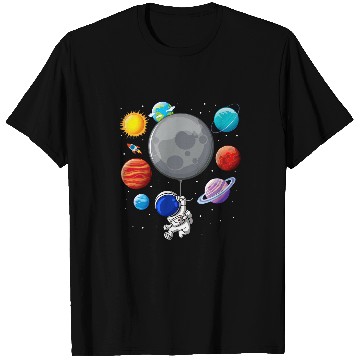 Discover Astronaut Holding Planet Balloons SolarSystem Space Kids T-Shirts
