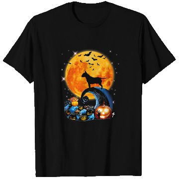 Discover Bull Terrier Dog Moon Cliff Pumpkin Halloween T-Shirts