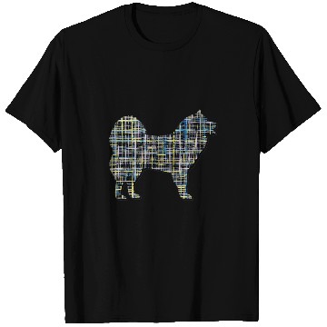Discover Dog Samoyed Silhouette Abstract Grid Pattern T-Shirts