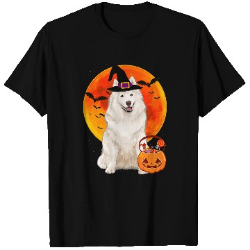 Discover Dog Samoyed Halloween Pumpkin Dog T-Shirts