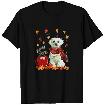 Discover Dog Maltese Fall Chocolate Hot Funny Dog Autumn T-Shirts