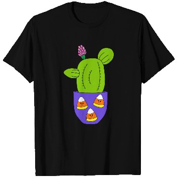 Discover Cactus In Halloween Candy Corn Pot T-Shirts