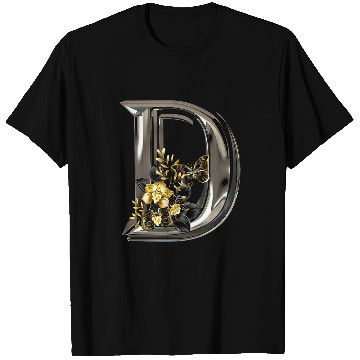 Discover Initial Letter D Monogram with Flowers and Butterfly T-Shirts