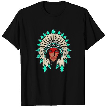 Discover Indian Native American Warrior Woman With Headdress T-Shirts