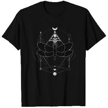 Discover Minimalist Insect Celestial Dragonfly Sacred Geometry Symbol T-Shirts
