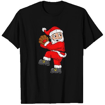 Discover Christmas Santa Claus Baseball Pitcher Boys Kids Teens Xmas T-Shirts