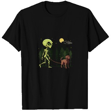 Discover Funny Chocolate Labrador Alien Walking UFO Pet Dog Mom Dad T-Shirts