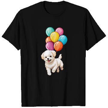 Discover Flying Balloons Maltese T-Shirts