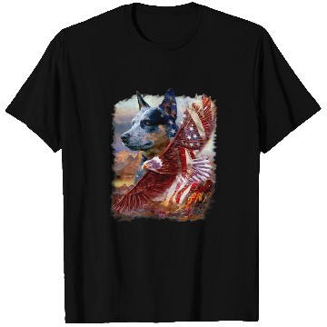 Discover Heeler Dog Eagle American Flag 4th July Independence Day T-Shirts