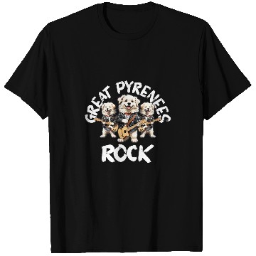 Discover Great Pyrenees Rock Cute Cool Dog Trio Playing Guitar T-Shirts