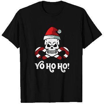 Discover Santa Pirate Christmas Yo Ho Ho Funny Skull Candy Cane T-Shirts