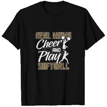 Discover Funny Softball Cheer Mom Leopard Pattern Moms Cheerleader T-Shirts