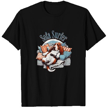 Discover Cute Sofa Surfer Basset Hound T-Shirts